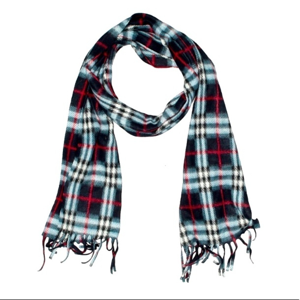 Assorted brands plaid blue fleece neck scarf o/s adult